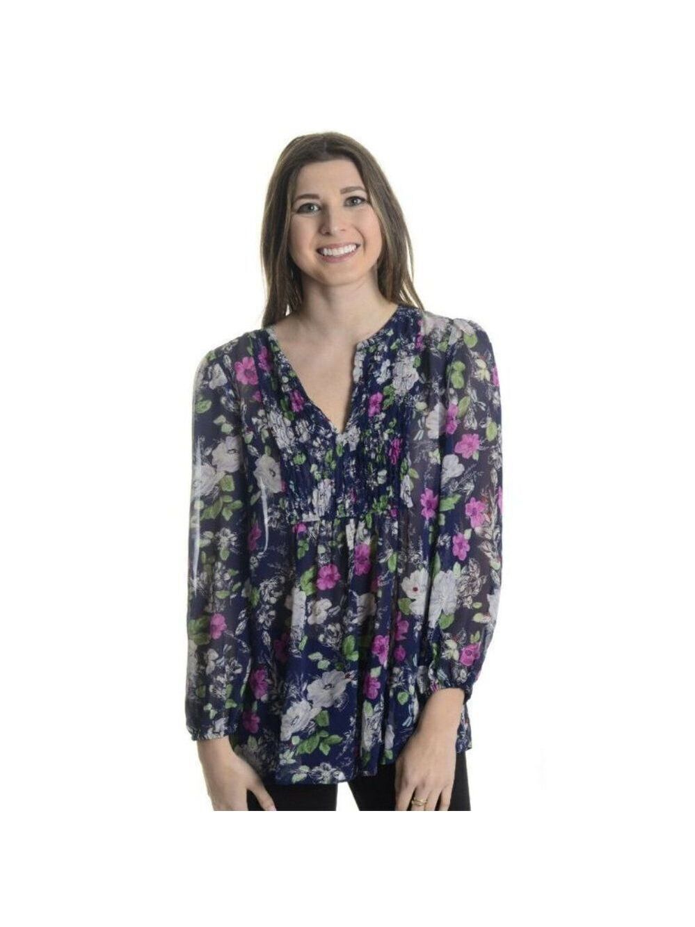 Joie Loftis Floral Chiffon V-Neck Blouse Top XS